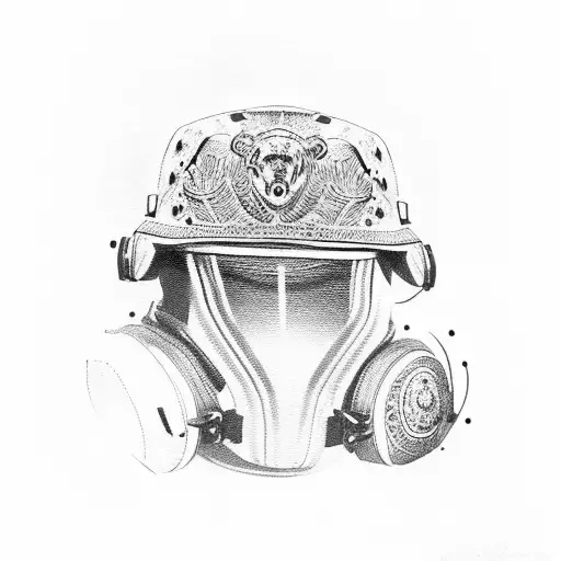 Military Helmet Adorned With Bear Motifs