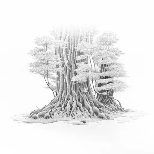 A Mystical Forest Scene With A Hidden Silhouette Of Your Family Members' Initials