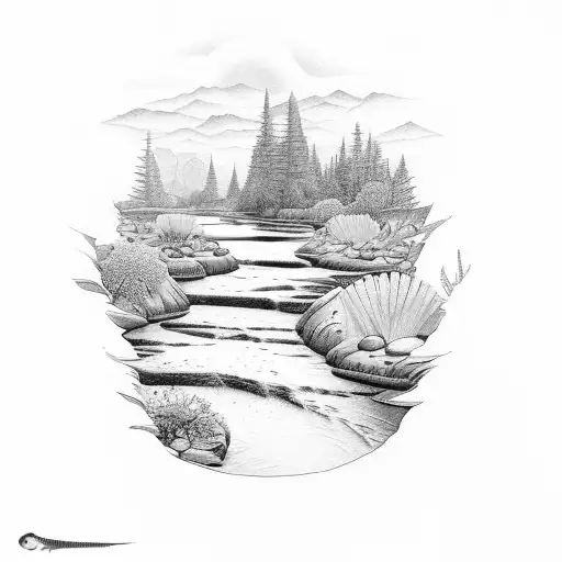 River In Canyon With Dessert And Wildflower Themes