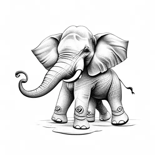 An Elephant With 3 Little Elephants