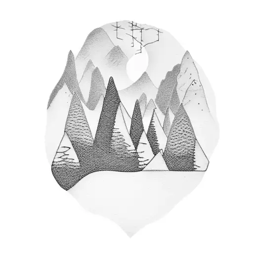 A Silhouette Of A Person Smoking With Smoke Forming The Shape Of Snowy Mountains And A Forest