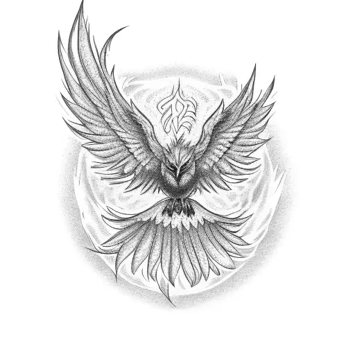 A Phoenix Bird Rising From A Guitar