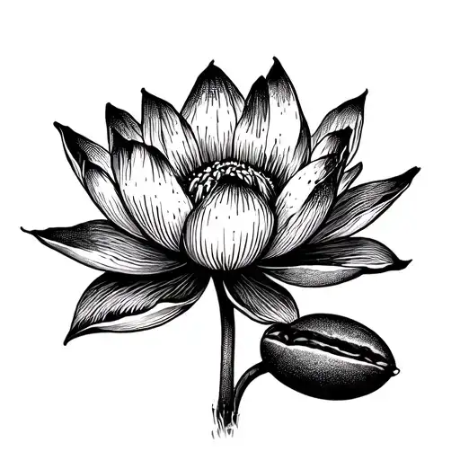 A Lotus Flower Blooming From A Coffee Bean