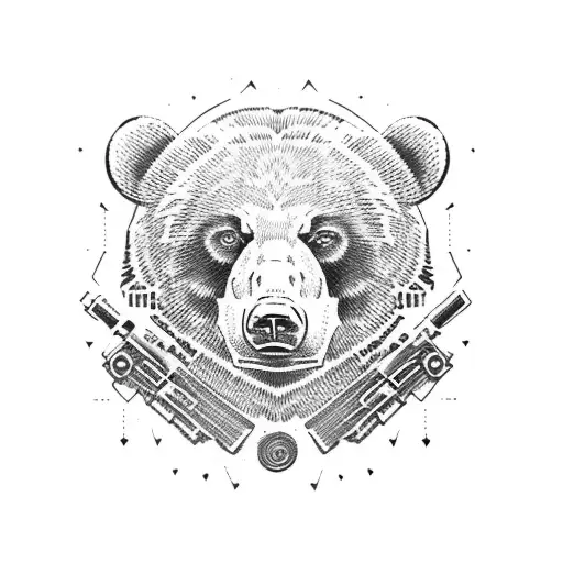 Bear With Gun And Eagle