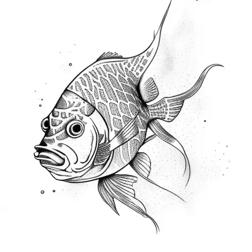 Fish In Bone With Flower