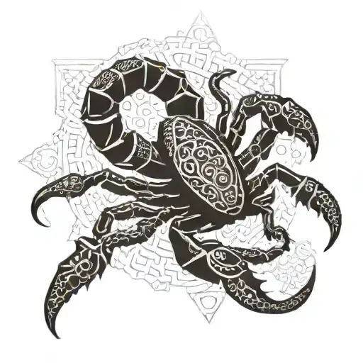 A Scorpion With Intricate Geometric Patterns Incorporated Into Its Body