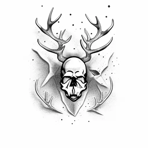 Skull With Deer Horn