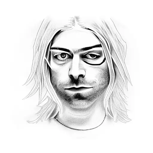 A Silhouette Of Kurt Cobain Playing Guitar With The Word 'Nirvana' Written In A Handwritten Font