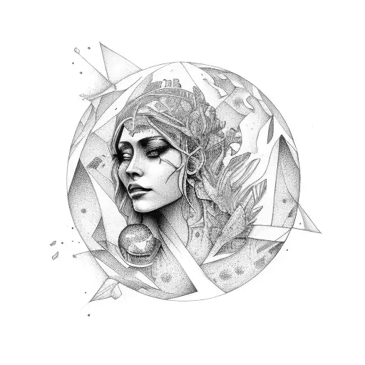 Mother Earth Drawn As A Woman Sitting Down