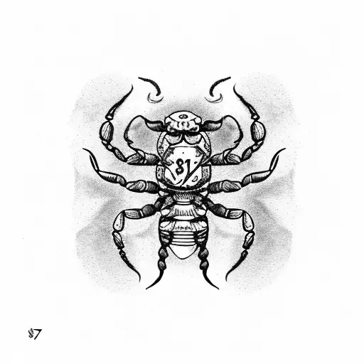 Scorpion With Number 77 On Tail Near Stinger