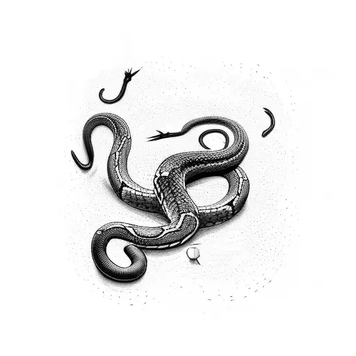 A Black Mamba Snake Coiled Around A Medical Caduceus Symbol