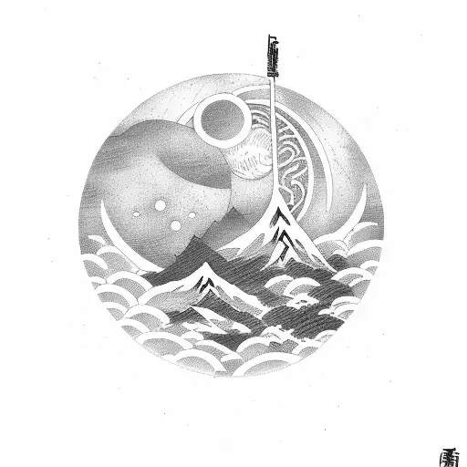 Kanji Phrase With Moon In Background