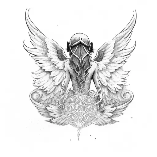 Playing Card With Two Angel Wings Centered