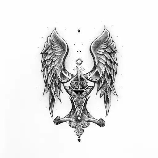 Playing Card With Two Angel Wings Centered