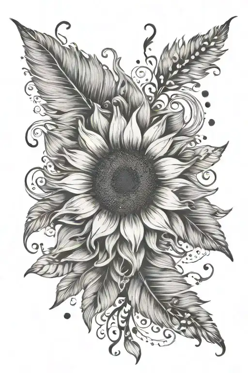 Sunflower Vine And Feathers