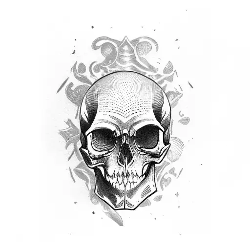 A Playing Card With A Skull Illustration Instead Of The Traditional Face