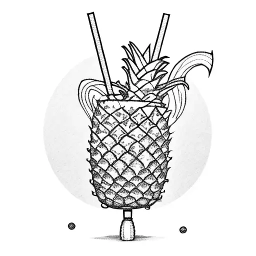 A Tropical Cocktail With A Mini Beach Umbrella And A Slice Of Pineapple