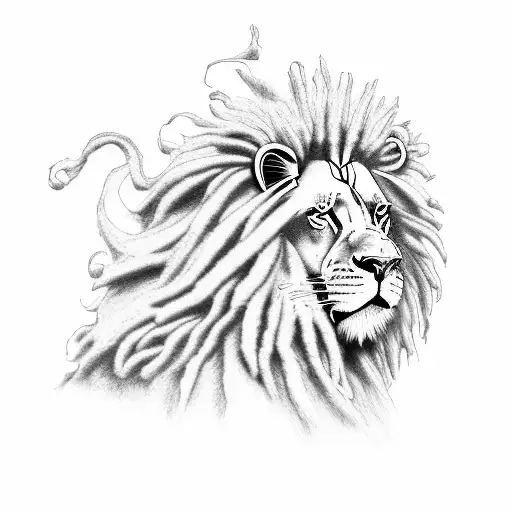 Rasta Lion With Dreadlocks Roaring Side Profile