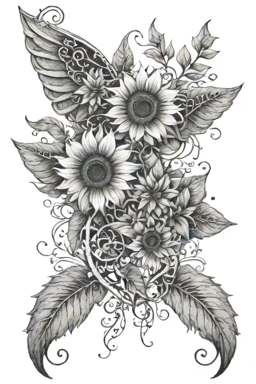 Sunflower Vine And Angel Wings