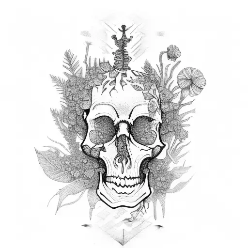 Skeleton Body With Plants Coming Out Of It