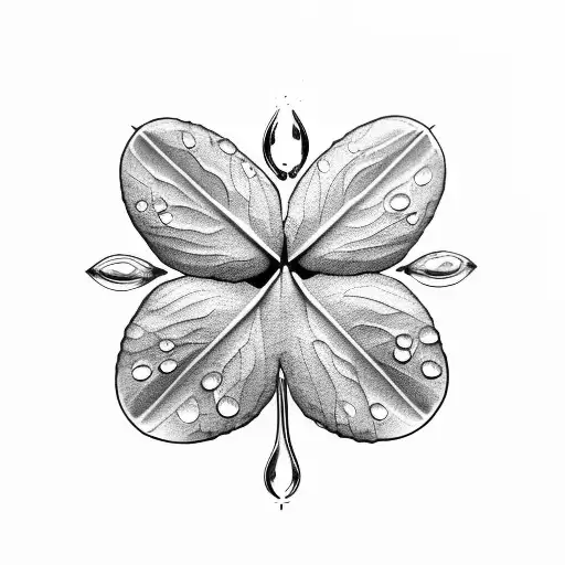 Four Leaf Clover With Dew Drop