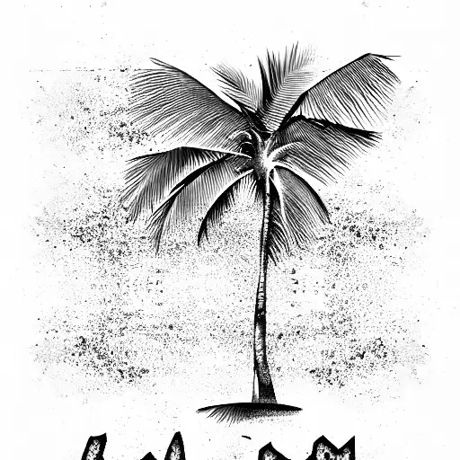 Palm Tree On The Beach With Miami Sign