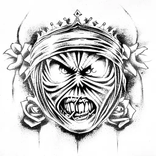 Iron Maiden With Crown An Roses