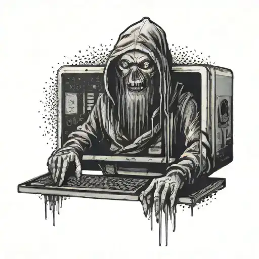 Scary Movie Villain As A Hacker Breaking Into A Computer System