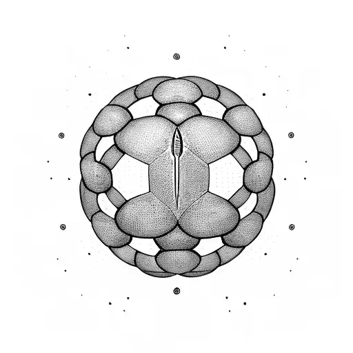 A Dotwork Sword Intertwined With A Soccer Ball And Surrounded By Hairstyling Tools