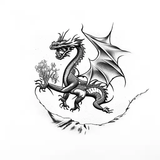 Kintsugi Dragon With Wisteria Flowers