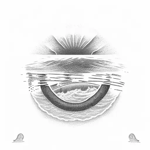 A Tranquil Beach Scene With The Sun Rising Over The Water