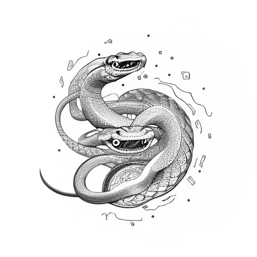 Ouroboros Snake With Body Is Smoke Drawing