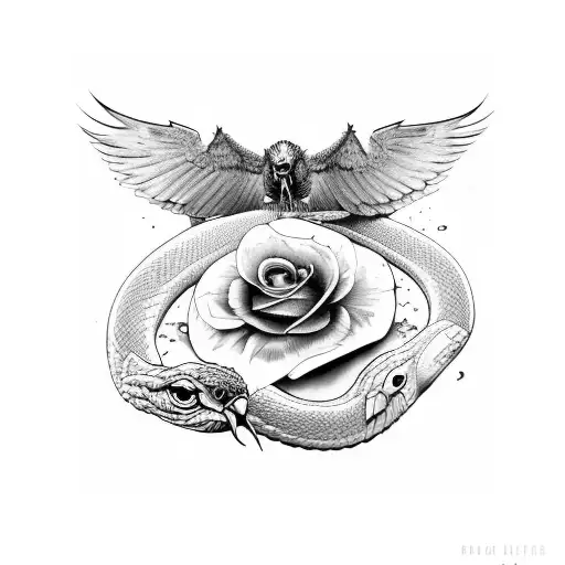 Hawk Being Pearced While Eating Snake While Eating Insect