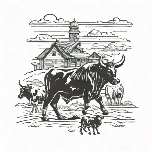 An Old Western Town With Cows Roaming Freely Among The Buildings