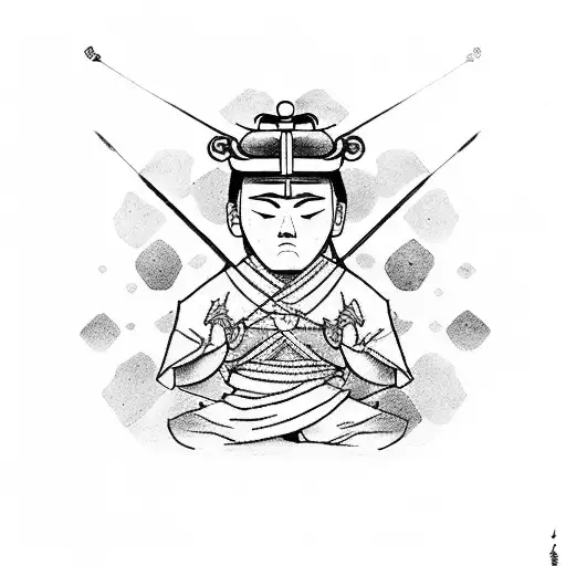 A Disciplined Athlete Meditating With A Stoic Samurai