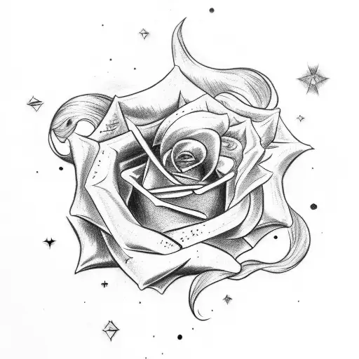 Half Sun Half Moon Stars And Rose