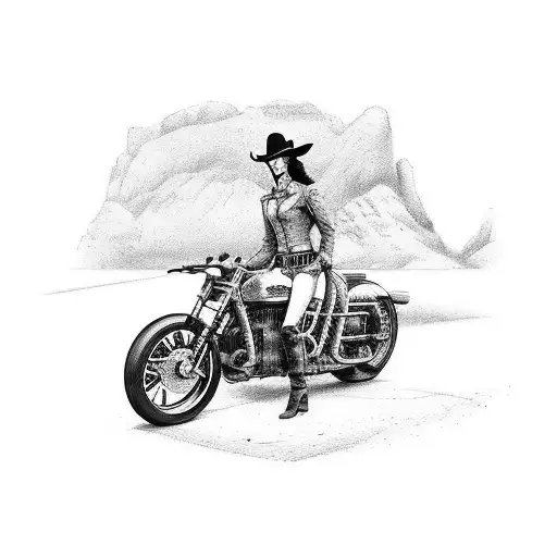 A Scene Inspired By A Western Movie Featuring A Motorcycle Instead Of A Horse