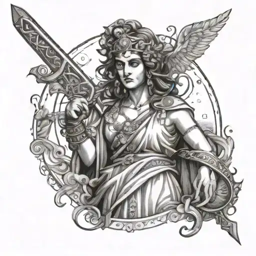 Greek Godess With Sword Tattoo Ideas