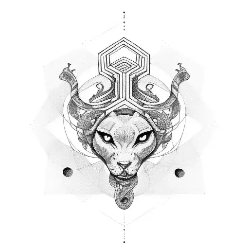 Sleeve With Geometric Patern And Medusa