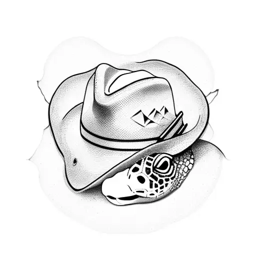 Turtle With Cowboy Hat Playing A Guitar