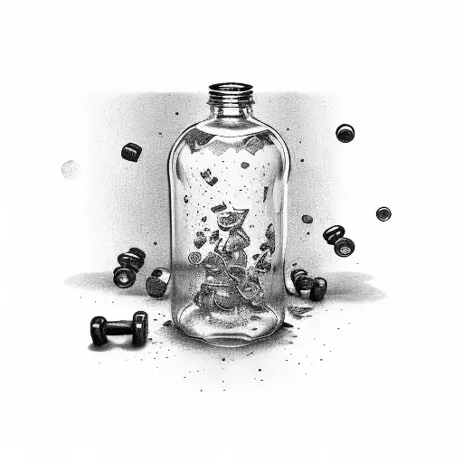 Broken Bottle With Weights Above