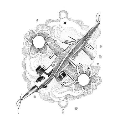 A Pilot Flying A Plane Over A Garden Filled With Koi Fish And Flowers