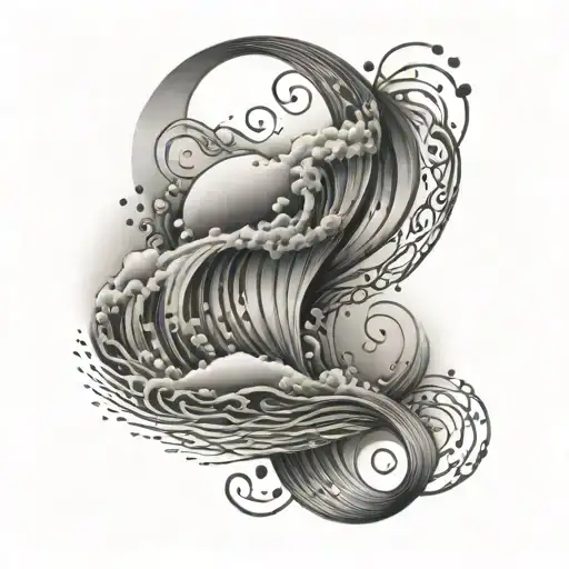 Create A Tattoo Of A Wave Pattern Merging Into A Dna Double Helix To Represent Health And Learning