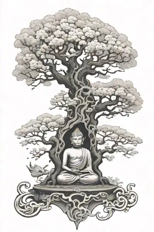 Tree Of Life And Buddha Vs Tengu