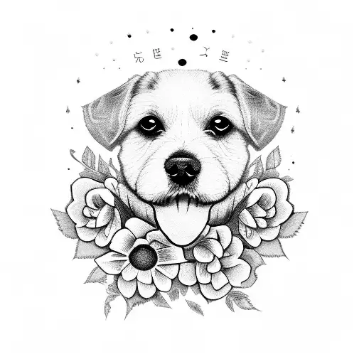 A Dog Made Out Of Flowers With The Phrase 'See You In Every Flower' Incorporated Into The Design