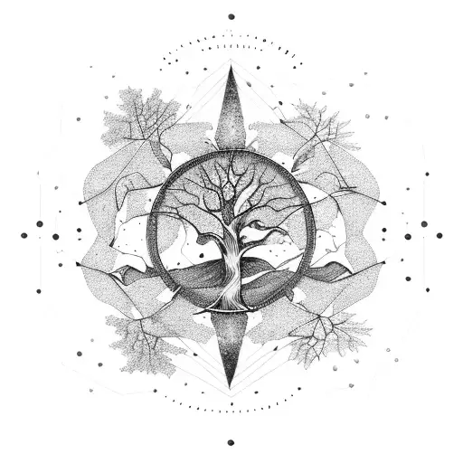 Gemini Constellation Intertwined With Branches Of A Tree