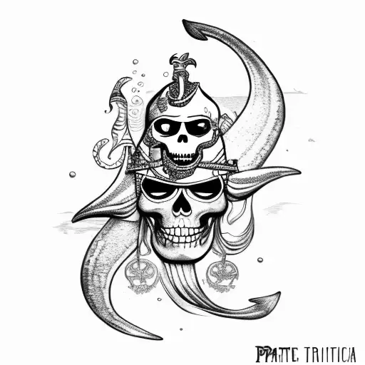 Pirate Sailing In Tropical Setting With Mermaids