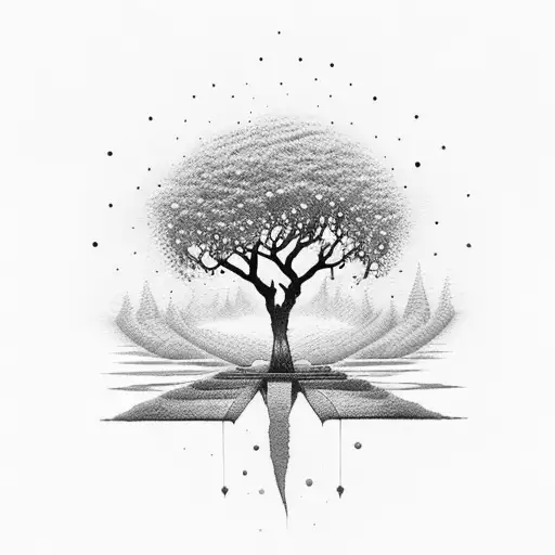 Bodhi Tree With Delicate Dotwork Details