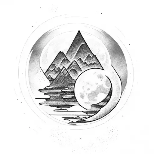 Moon With Mountains And Crosshair