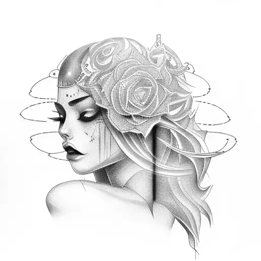 Siluet Woman Tonge And Electric Guitar